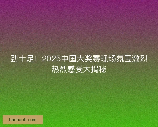 劲十足！2025中国大奖赛现场氛围激烈热烈感受大揭秘